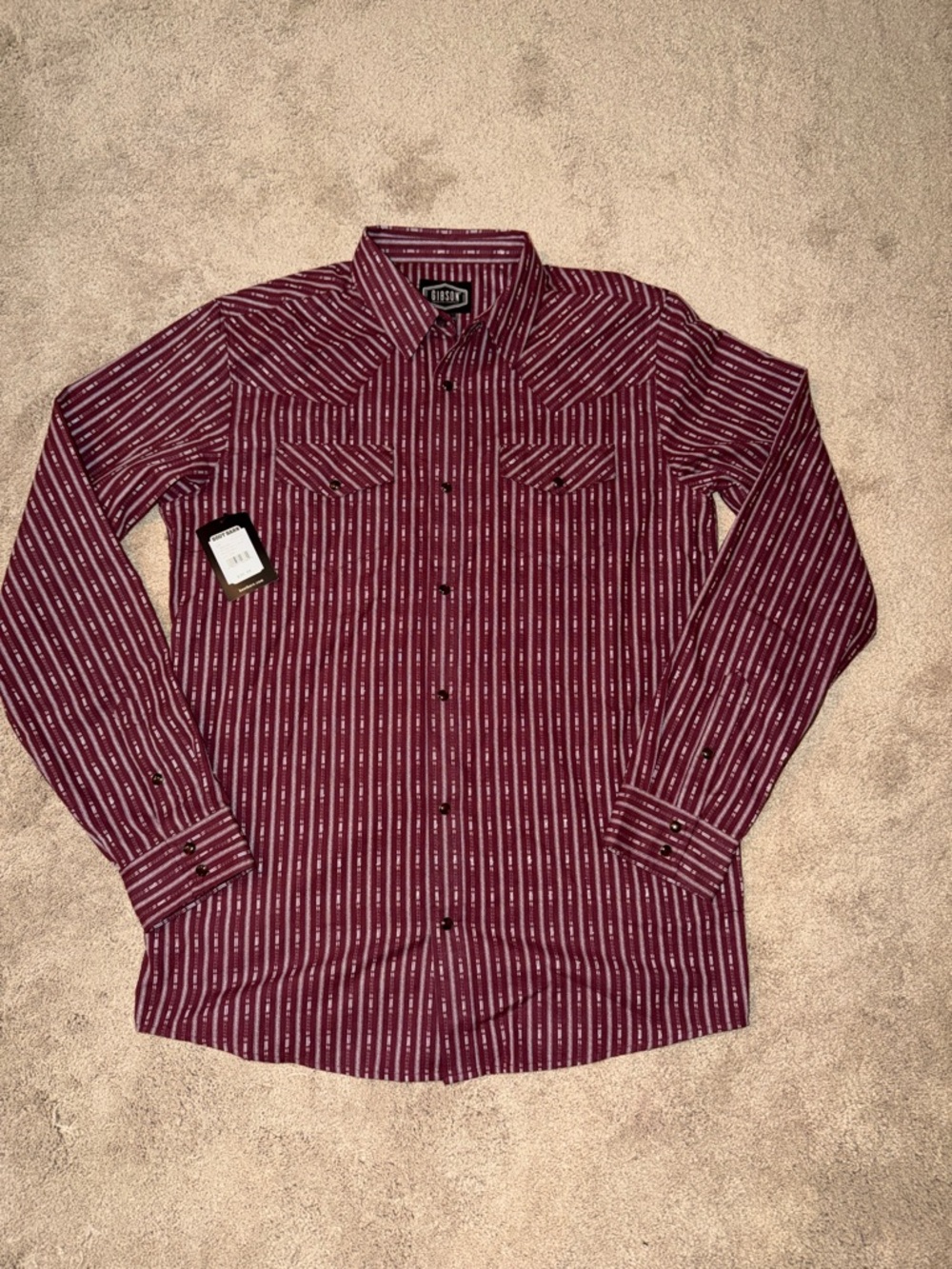 Stetson Men's Burgundy Striped Western Button-Down Shirt